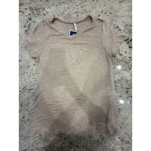 Active USA Beige Short Sleeve V-Neck‎ Tee Size M